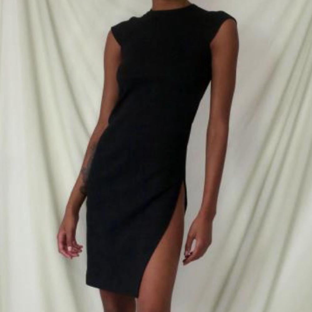LIONESS High Slit Black Dress Don’t Blame Me